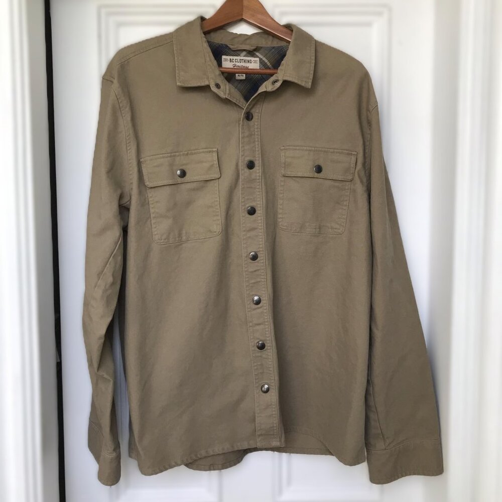 B.C. Clothing Heritage Men's XL Tan Button Up Shirt *READ*